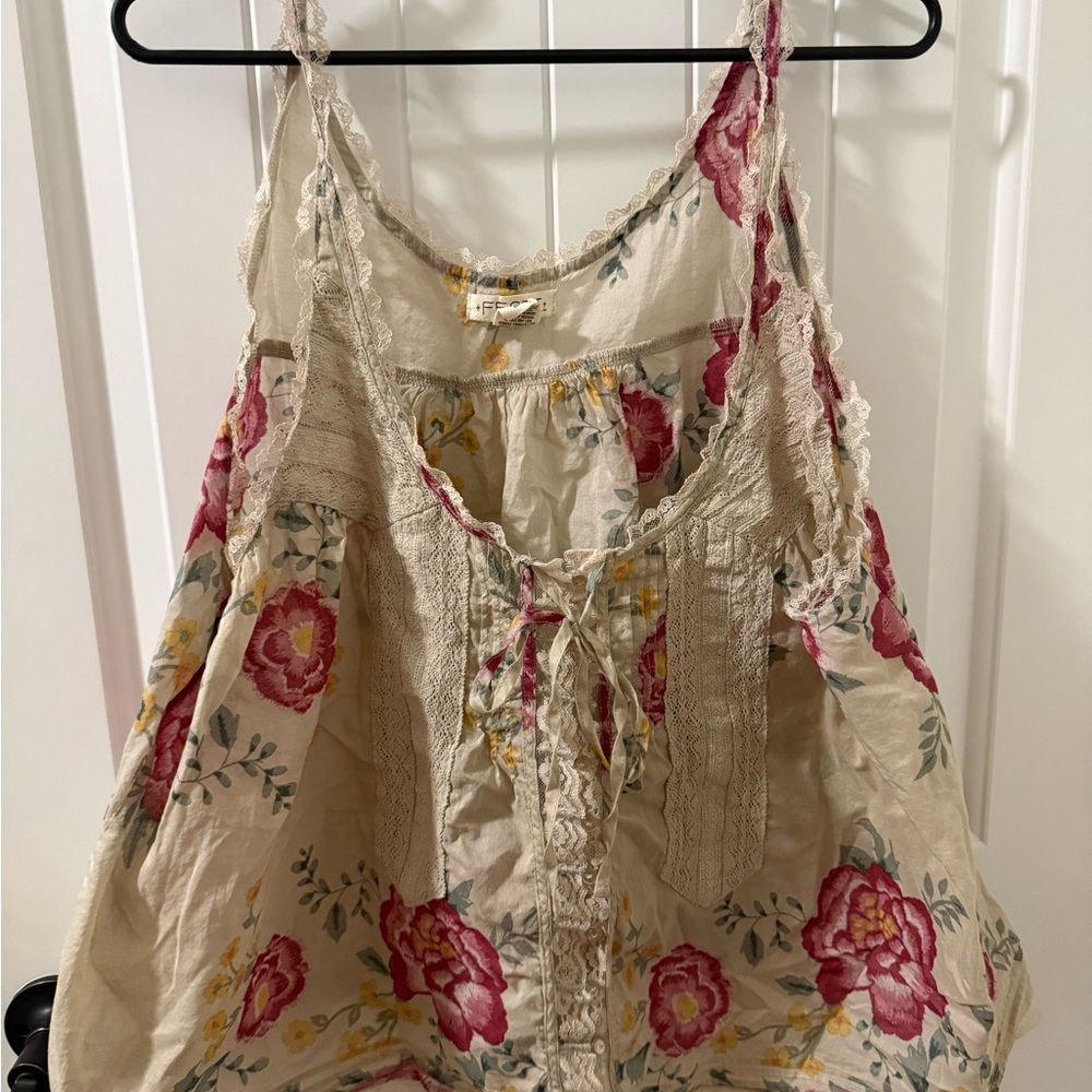 Floral Lace Trim Women Top